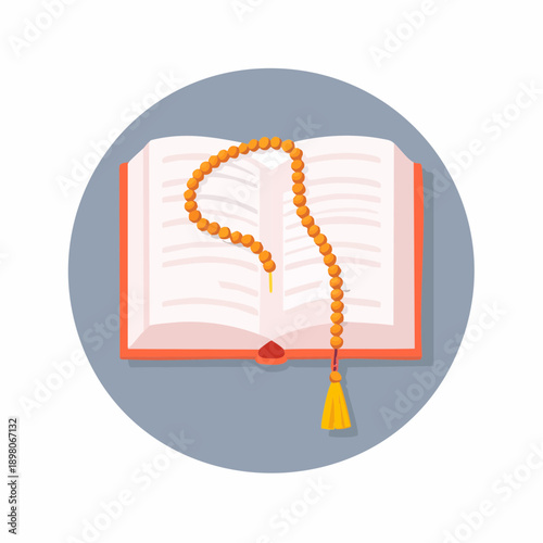 Holy Book Icon Depicting Religious Learning, Faith and Spiritual Guidance