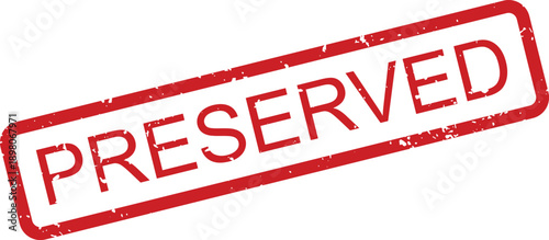 A clear red rubber stamp effect displaying the word PRESERVED on a pristine white backdrop