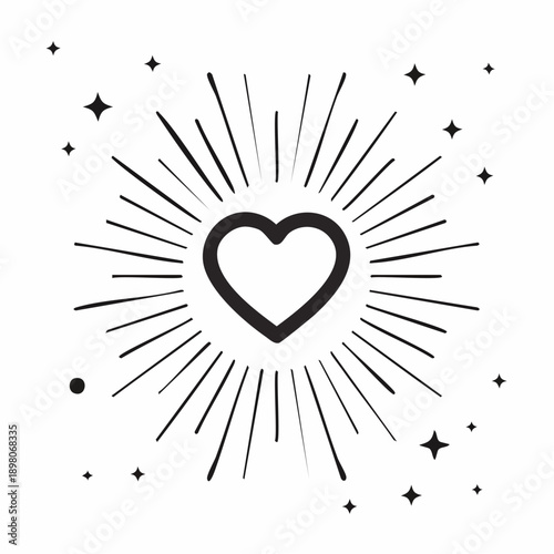 Radiant Heart Energy Icon Expressing Love, Emotional Strength and Positive Vibration