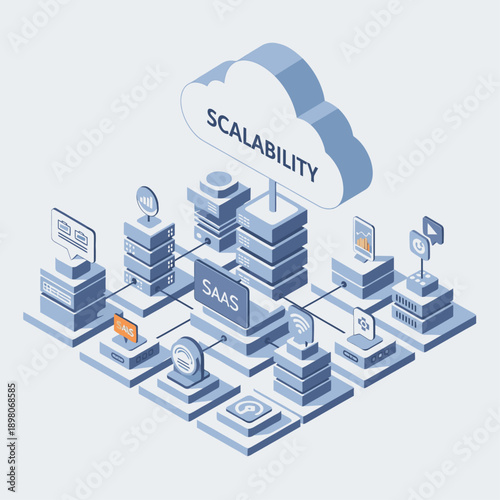 Cloud Computing Scalability and SaaS Infrastructure Diagram.