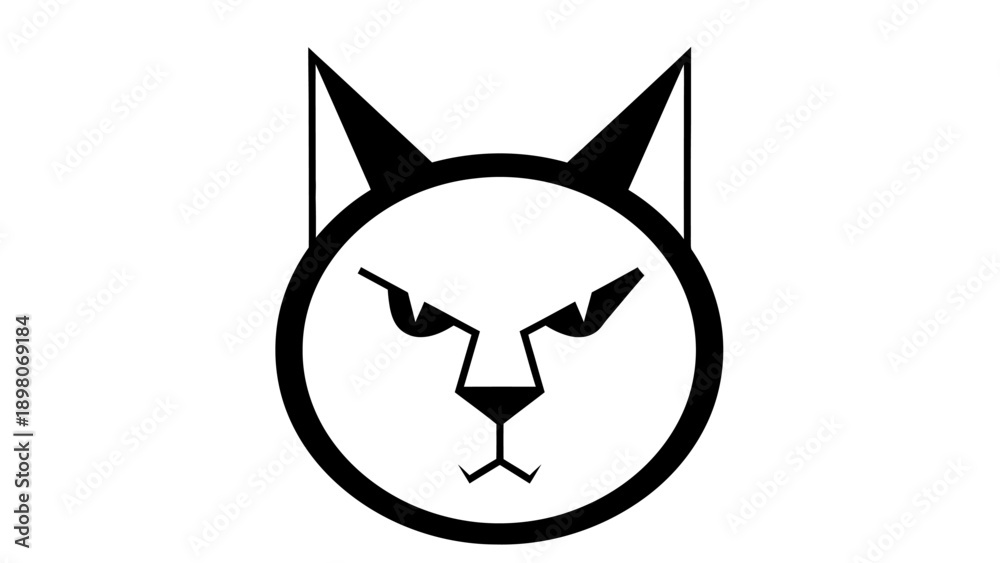 Fototapeta premium Stylized cat head graphic on white background vector illustration concept