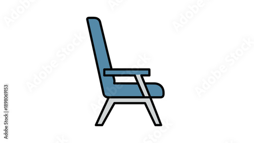 Modern chair illustration blue seat and arms on white background