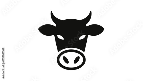 Black and white cow head icon on white background vector illustration