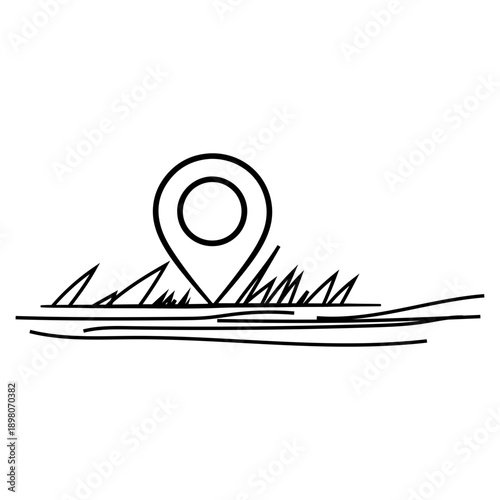 pin icon, continuous outline of a location pin icon, line art vector illustration