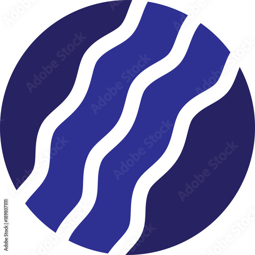Abstract Blue Circular Waves with White Flowing Lines