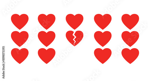 Hearts with One Broken Heart Symbol.