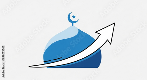 Islamic finance growth concept with blue dome and white arrow