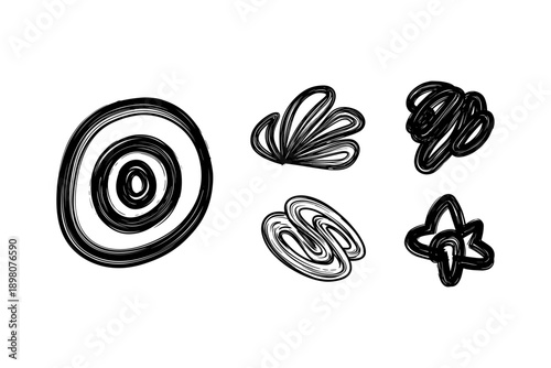 Abstract hand drawn doodle shapes collection for creative designs