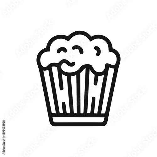 A stylized illustration of a bucket filled with popcorn and melted butter dripping down.