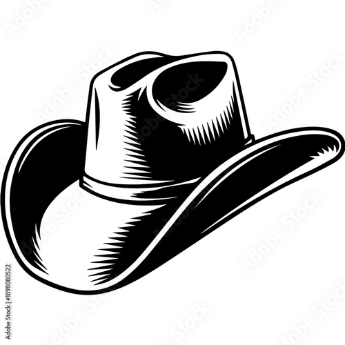Vintage cowboy hat illustration vector western headwear rustic rodeo fashion art design poster graphic style