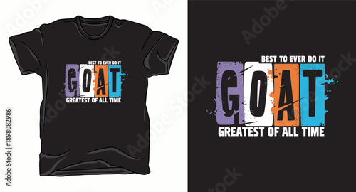GOAT greatest of all time t-shirt design text graphic with colorful blocks
