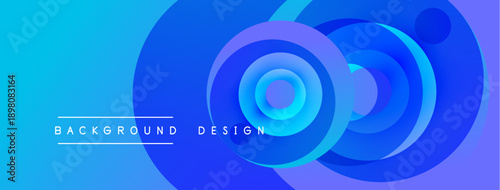 Abstract blue design features concentric circles, gradients. Modern aesthetic suitable for backgrounds, presentations, digital art.