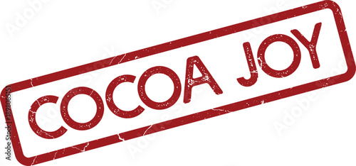 Cocoa Joy statement created with a weathered red rubber stamp for an old fashioned impression
