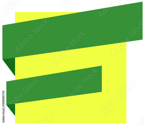 Green bars overlap on yellow square graphic design element closely