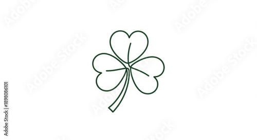 Green four leaf clover icon with heart shaped leaves on white background