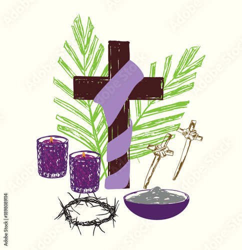 Catholic Lenten Faith Symbols Church Worship Design