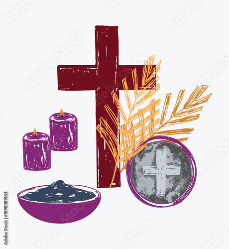 Catholic Lenten Faith Symbols Church Worship Design