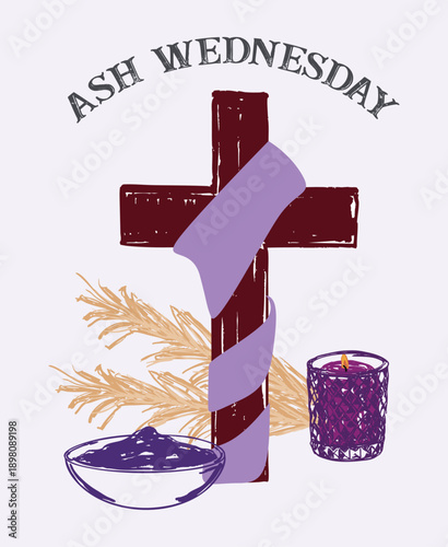 Ash Wednesday Christian Faith Symbols Religious Poster