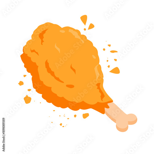 Crispy fried chicken vector illustration. Chicken drumstick cartoon. Can be used for wallpaper, sticker and fast food restaurant element