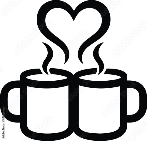 Clinking Beer Mugs Line Art Illustration, Cheers Toast Celebration Drinking Vector Isolated on White