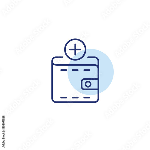 Wallet upgrade, card addition, payment boost. Money increase. Pixel perfect, editable stroke vector icon