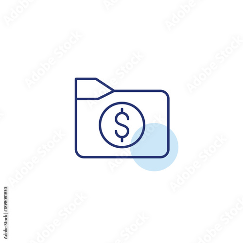 Folder and dollar. File storage cost, protected membership. Pixel perfect, editable stroke vector icon
