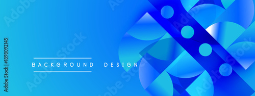 Abstract blue design features flowing shapes, gradients, dynamic composition. Modern aesthetic suitable for backgrounds, presentations.