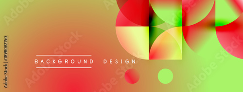 Abstract vibrant background. Overlapping circles create dynamic visual effect. Gradient colors blend smoothly, offering modern aesthetic.