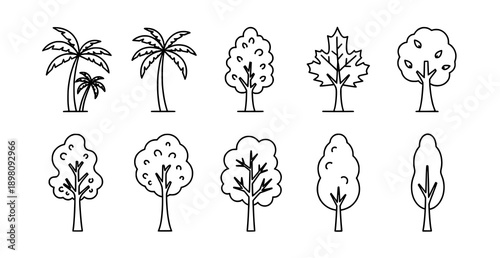 Minimal tree outline symbol vector set for landscape and urban planning