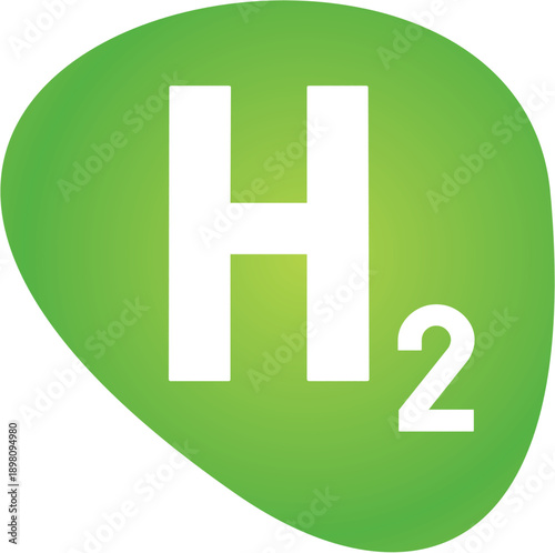 Green hydrogen - H2, icon, button, modern style