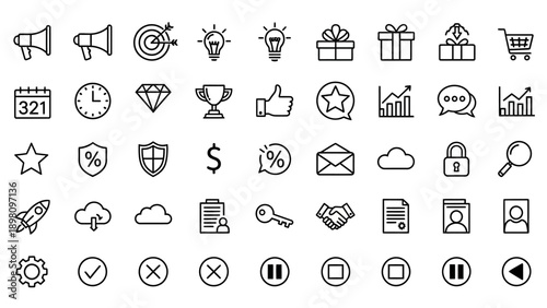 Collection of Simple Line Icons Set.