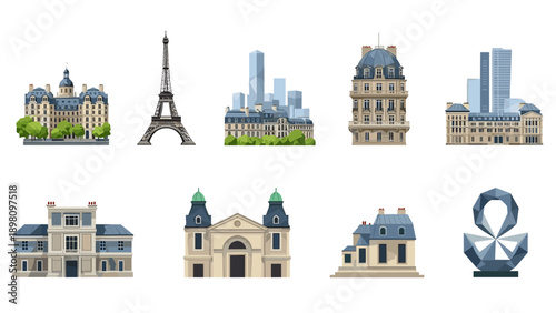 Iconic paris architecture: classic and modern landmarks collection
