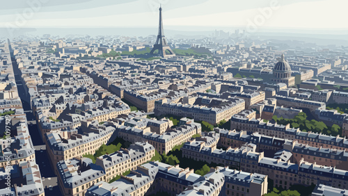 Aerial view of paris with eiffel tower amidst classic architecture