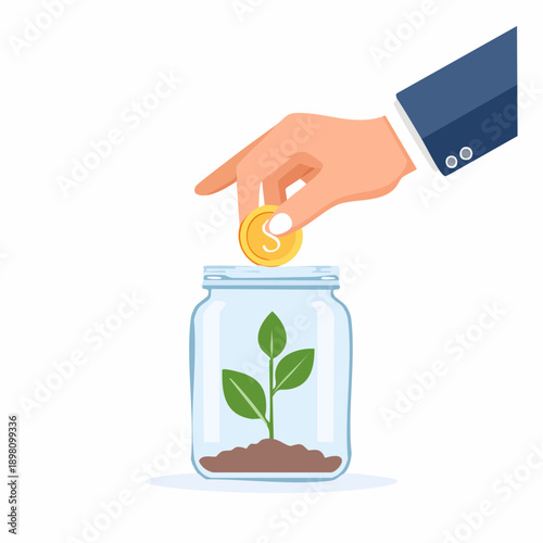 Strategic financial investment and savings concept for future growth, illustrating the careful nurturing of funds to yield long-term returns and sustainable development
