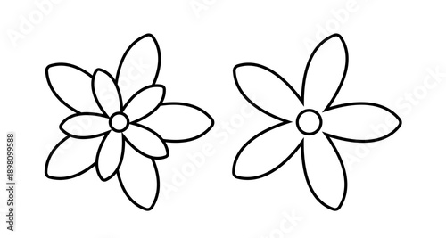 Set of Cute hand-drawn flower outline clipart.
Easy flower coloring templates for children.
Simple flower coloring page outlines for kids.svg.
