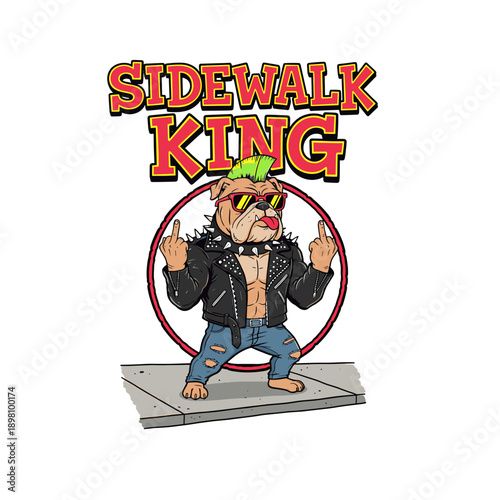 Sidewalk King Rebel Bulldog Middle Finger Attitude