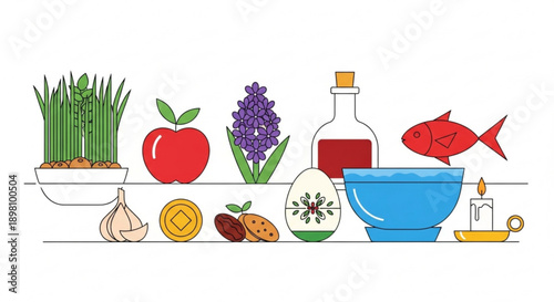 Traditional jewish seder plate with symbolic foods and objects on shabbat