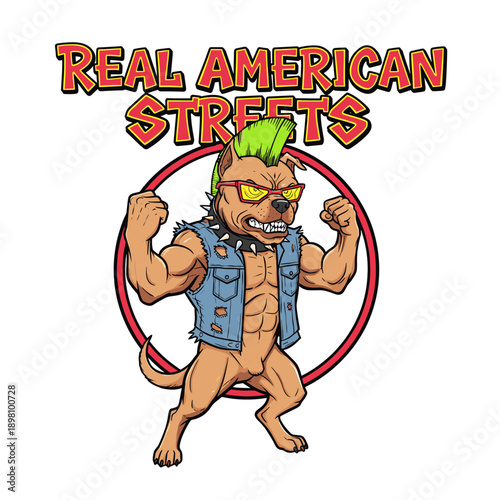 Real American Streets Muscle Pitbull Denim Vest Mohawk