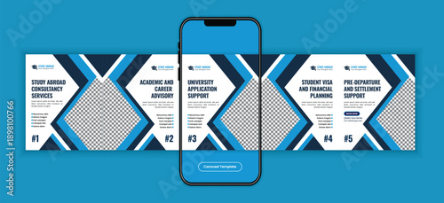 Study abroad consultancy services agency Social Media Carousel Template 