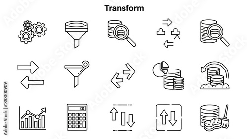 Collection of Simple Transformation Icons Set.