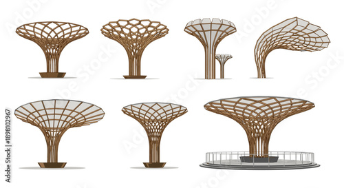 Architectural tree structures: modern geometric designs with organic shapes