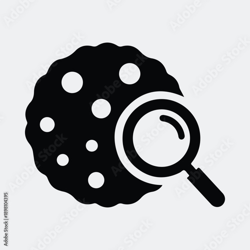 Silhouette magnifying glass examining abstract textured pattern element vector illustration