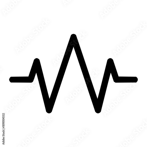 A simple black and white graphic representing a waveform or heartbeat, suitable for medical or audio-related concepts