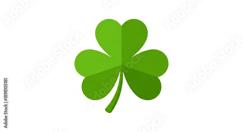 Lucky green four leaf clover on white background symbolizing good fortune