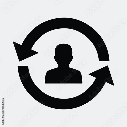 Silhouette user profile reload update account process cycle vector illustration