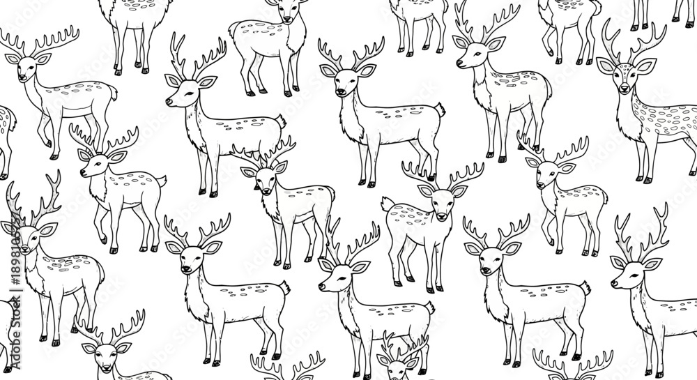 Obraz premium Deer Illustrations, Wildlife Art, Nature Theme, Graphic Design, Whimsical Environment, Artistic Viewpoint, Animal Concept