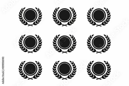 Classic olive wreath emblem collection with nine circular designs