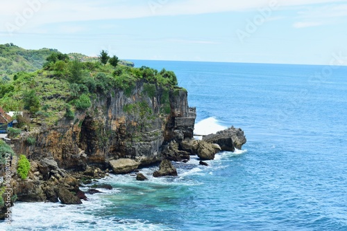 Schilderij op canvas A beautiful view of Ngobaran Beach in Yogyakarta, Indonesia