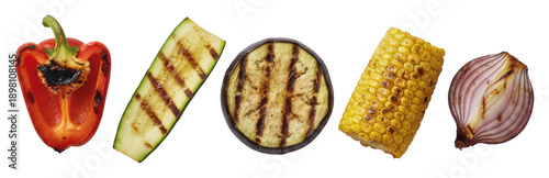 Grilled vegetable medley outdoor bbq food photography summer vibes isolated on transparent background