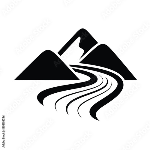 Abstract Mountain Stream Logo Symbol for Climate Balance and Sustainability